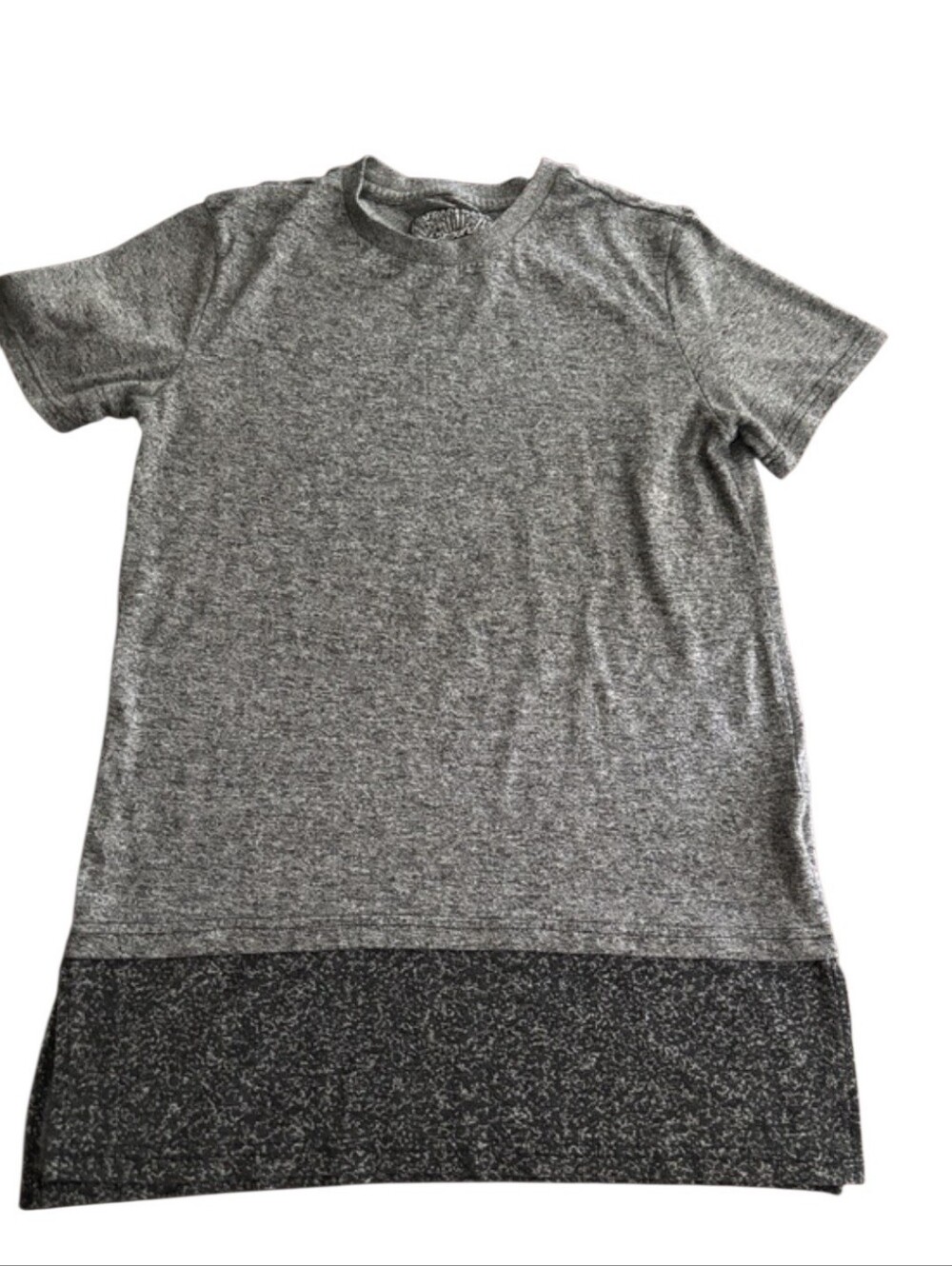 Heather Gray Short Sleeve Tunic Tee with Dark Hem Size S